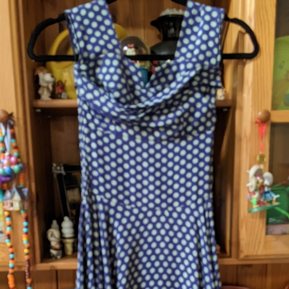 Trash Diva silk blue dots dress - Picture 2 of 2